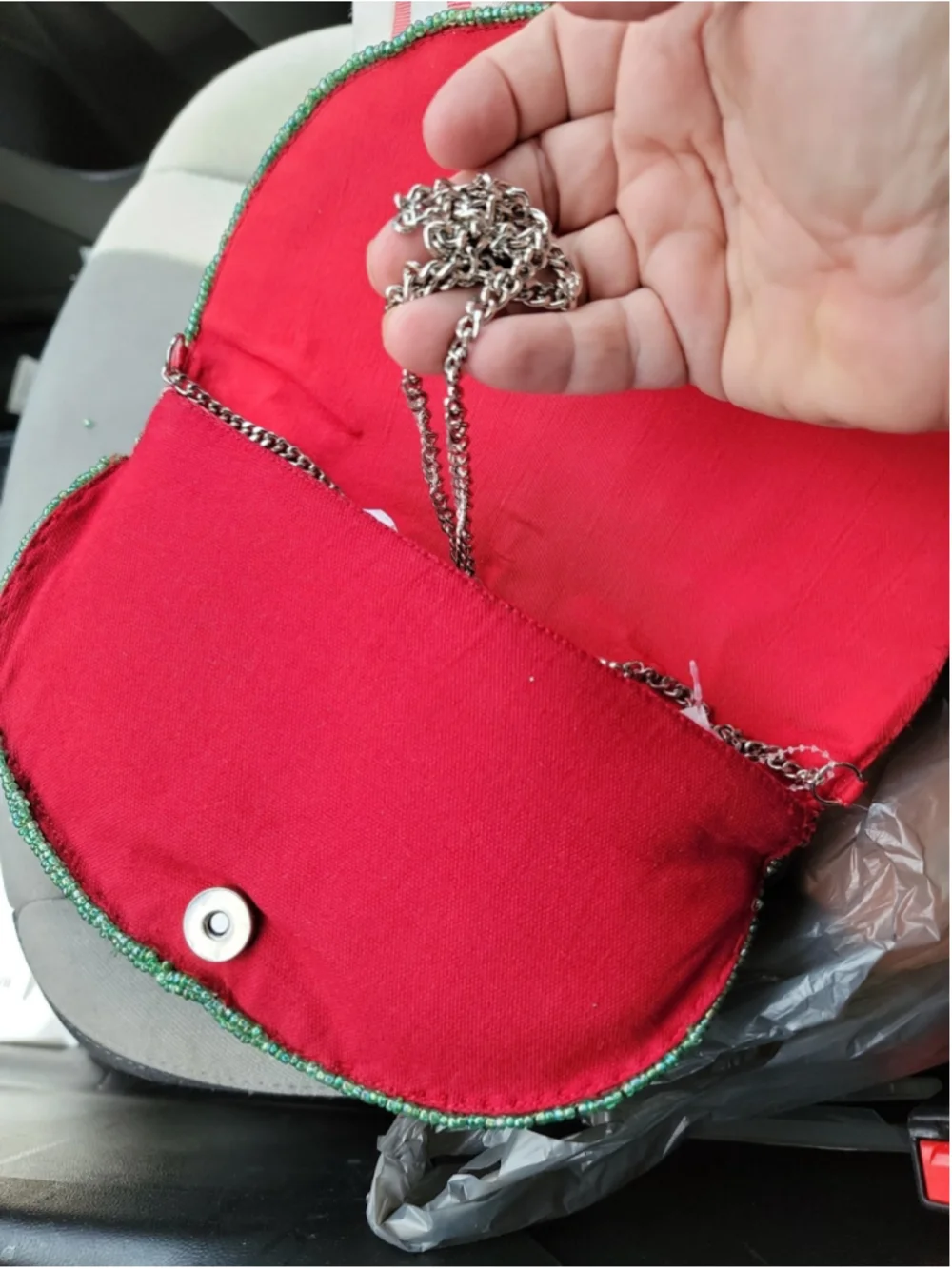 NWT Watermelon Beaded Crossbody Purse Made In India Fruit Chain Strap Summer